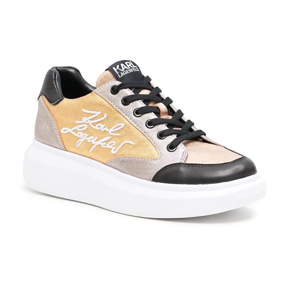 Karl Lagerfeld Paris MARGAUX SHEEP SUEDE/ VEGAN LEATHER Platform SNEAKER - Picture 2 of 7